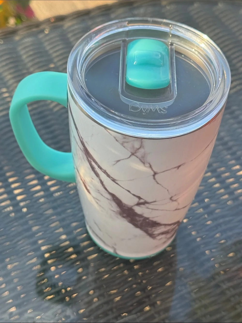 Swig Marble slab Travel Mug with Teal Handle